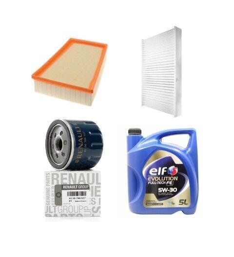 Megane 3-III Fluence Yağ Bakım Seti 1.5 Dci K9K (2008-2016) (Motor Yağı+Yağ+Hava +Polen Filtre)